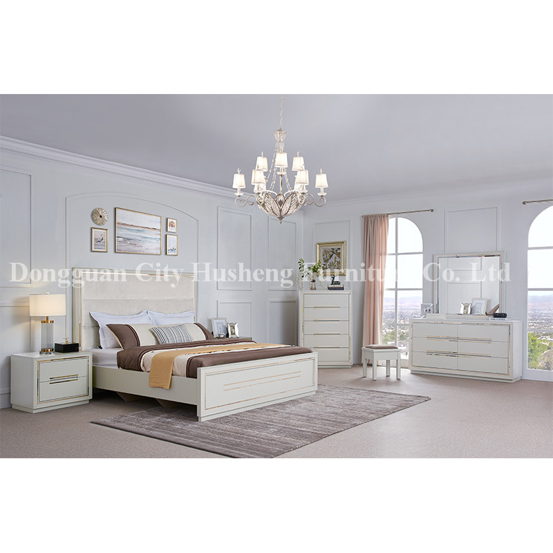 Moderno Bed and Bed room Set Mobilture con alta pittura a lucido bianco